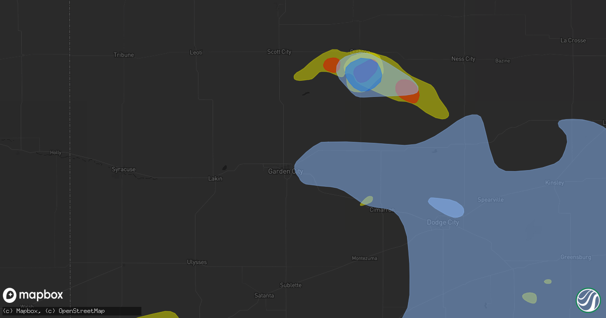 Hail map in Garden City, KS on June 1, 2026