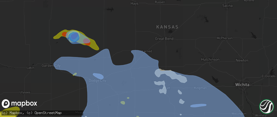 Hail map in Garfield, KS on June 1, 2026