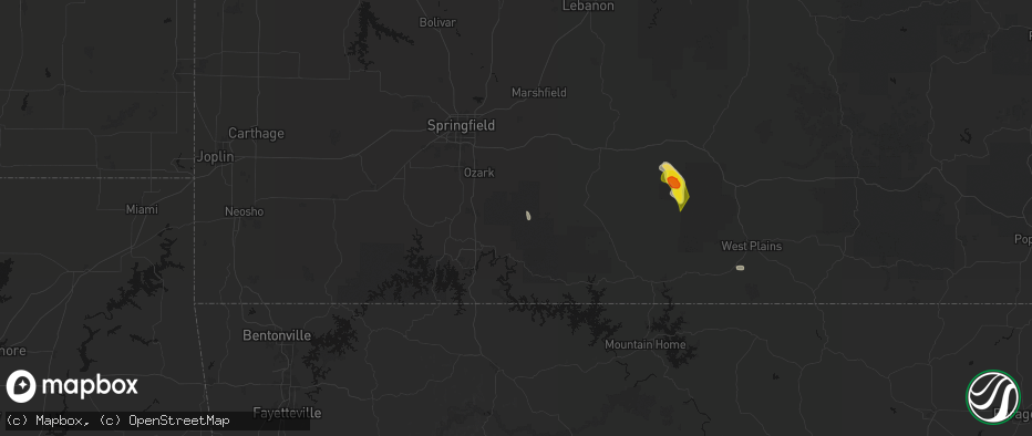 Hail map in Garrison, MO on June 1, 2026