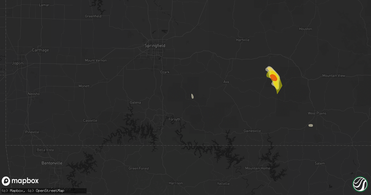 Hail map in Garrison, MO on June 1, 2026