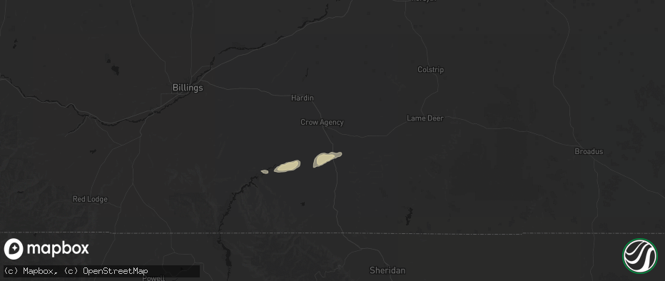 Hail map in Garryowen, MT on June 1, 2026