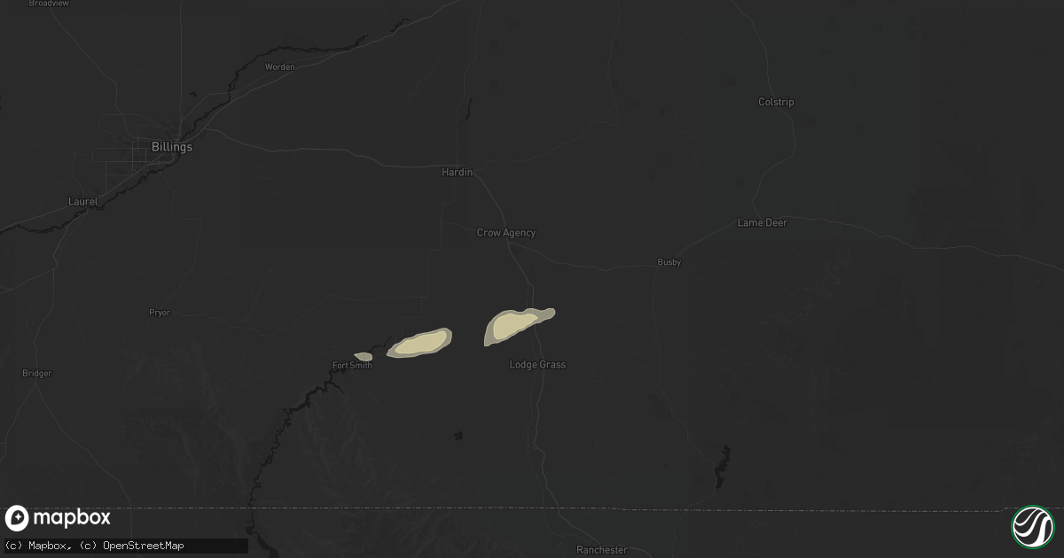 Hail map in Garryowen, MT on June 1, 2026