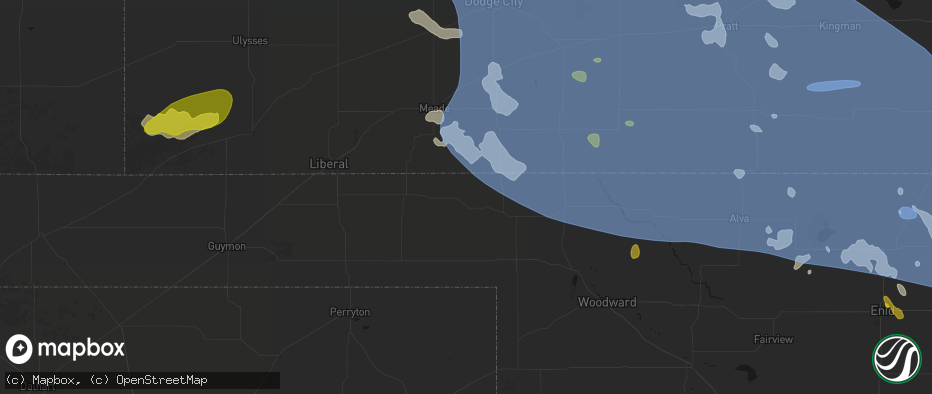 Hail map in Gate, OK on June 1, 2026
