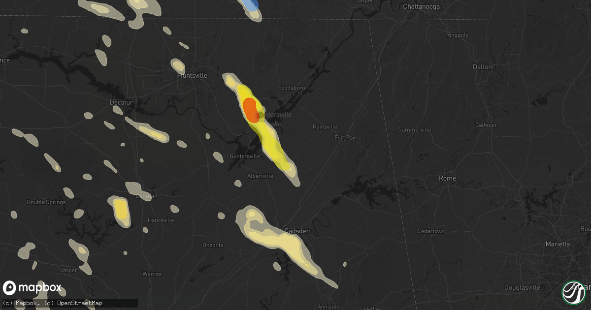 Hail map in Geraldine, AL on June 1, 2026