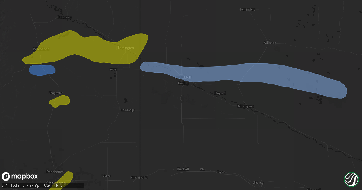 Hail map in Gering, NE on June 1, 2026