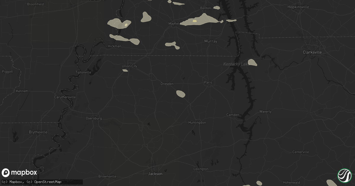 Hail map in Gleason, TN on June 1, 2026
