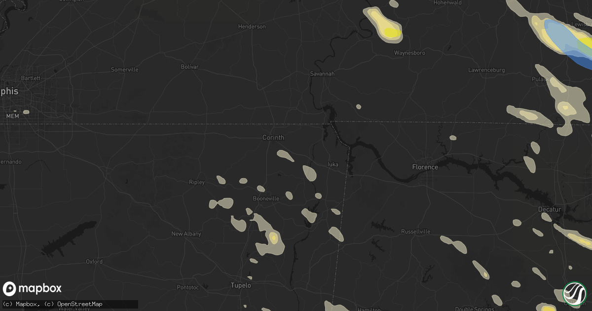 Hail map in Glen, MS on June 1, 2026