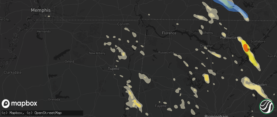 Hail map in Golden, MS on June 1, 2026
