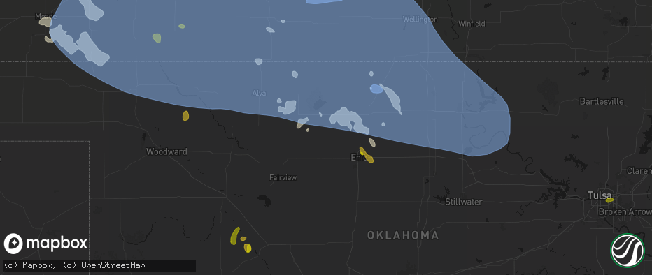 Hail map in Goltry, OK on June 1, 2026