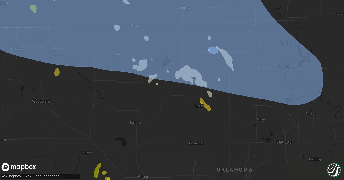 Hail map in Goltry, OK on June 1, 2026