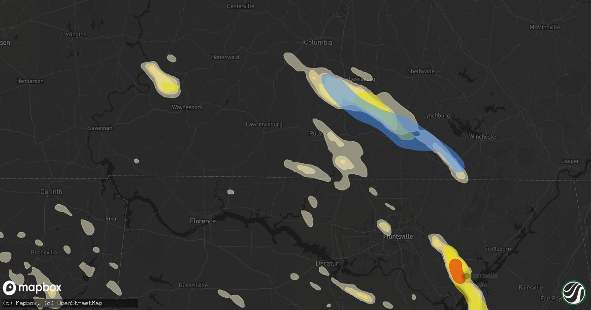 Hail map in Goodspring, TN on June 1, 2026