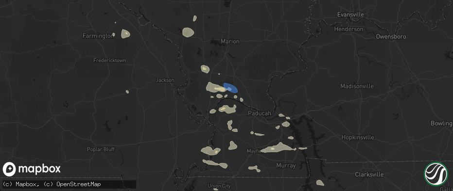 Hail map in Grand Chain, IL on June 1, 2026