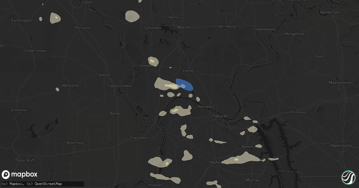 Hail map in Grand Chain, IL on June 1, 2026