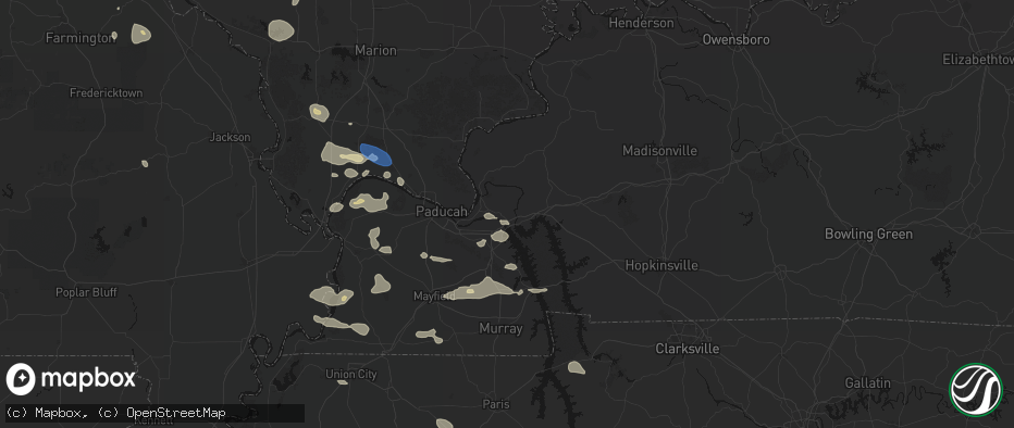 Hail map in Grand Rivers, KY on June 1, 2026