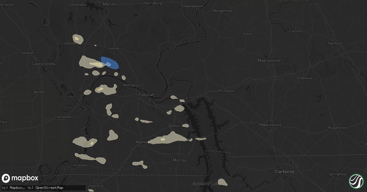 Hail map in Grand Rivers, KY on June 1, 2026