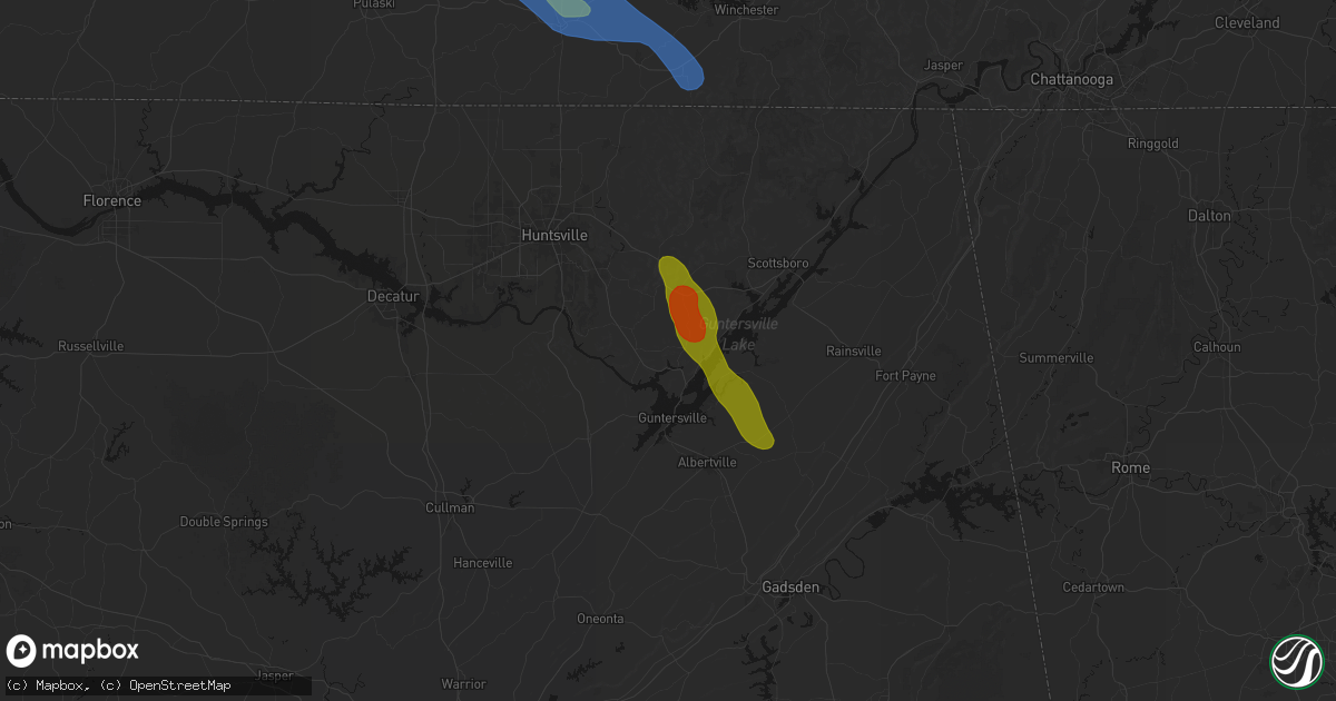 Hail map in Grant, AL on June 1, 2026