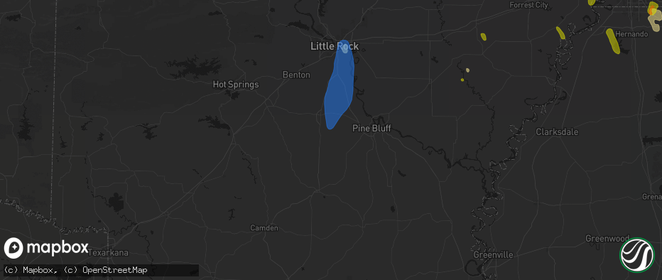 Hail map in Grapevine, AR on June 1, 2026
