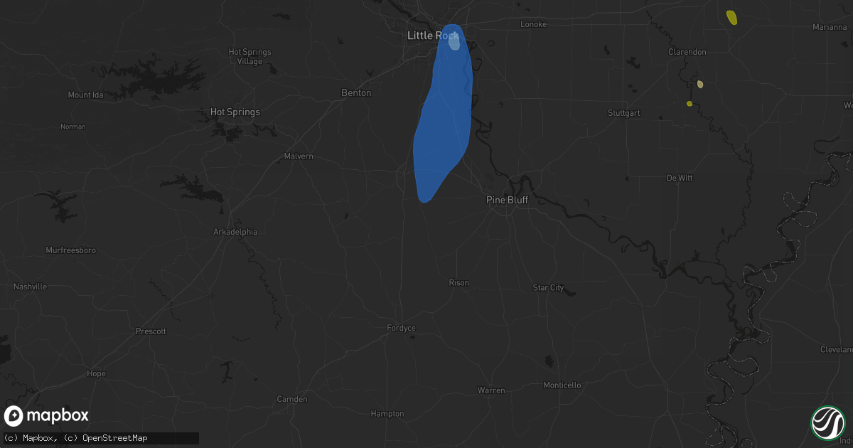 Hail map in Grapevine, AR on June 1, 2026