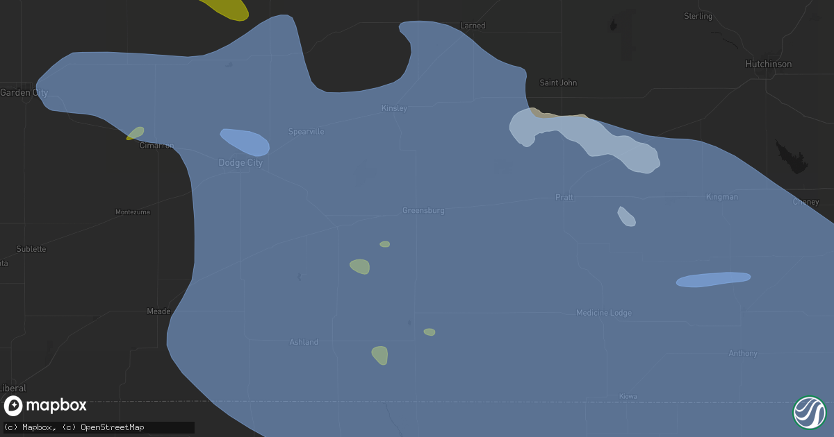 Hail map in Greensburg, KS on June 1, 2026