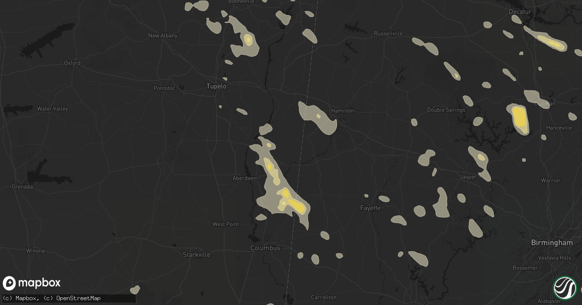 Hail map in Greenwood Springs, MS on June 1, 2026