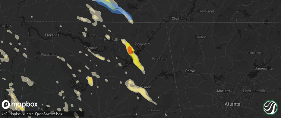 Hail map in Groveoak, AL on June 1, 2026