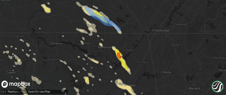 Hail map in Gurley, AL on June 1, 2026