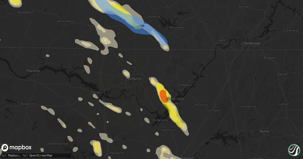 Hail map in Gurley, AL on June 1, 2026