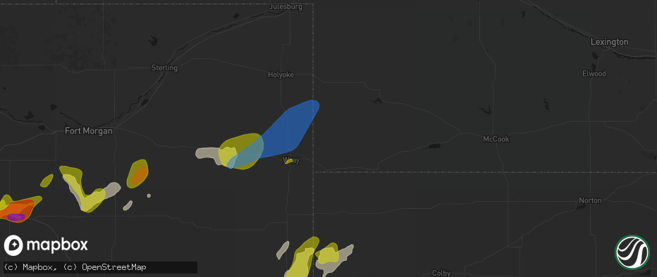 Hail map in Haigler, NE on June 1, 2026
