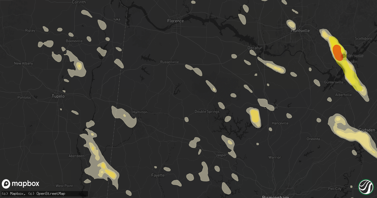 Hail map in Haleyville, AL on June 1, 2026