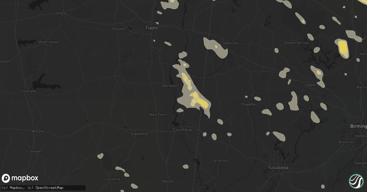 Hail map in Hamilton, MS on June 1, 2026
