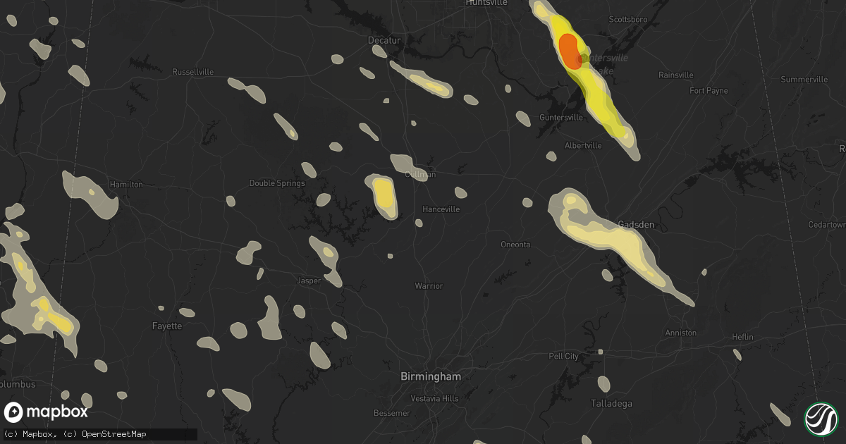 Hail map in Hanceville, AL on June 1, 2026
