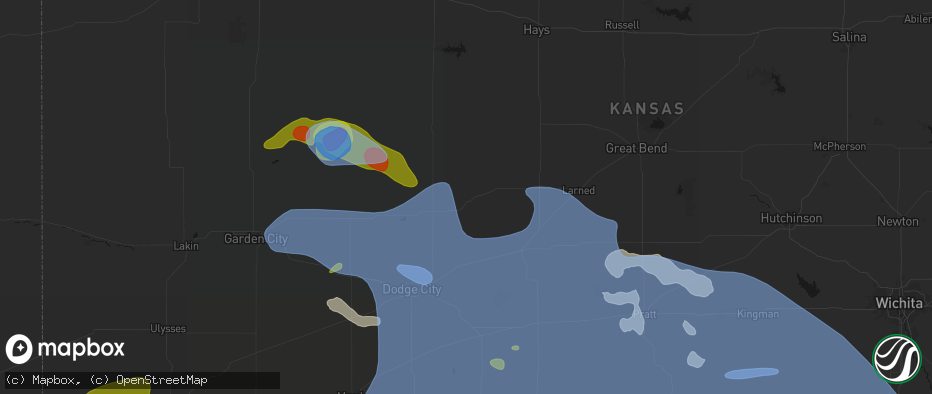 Hail map in Hanston, KS on June 1, 2026