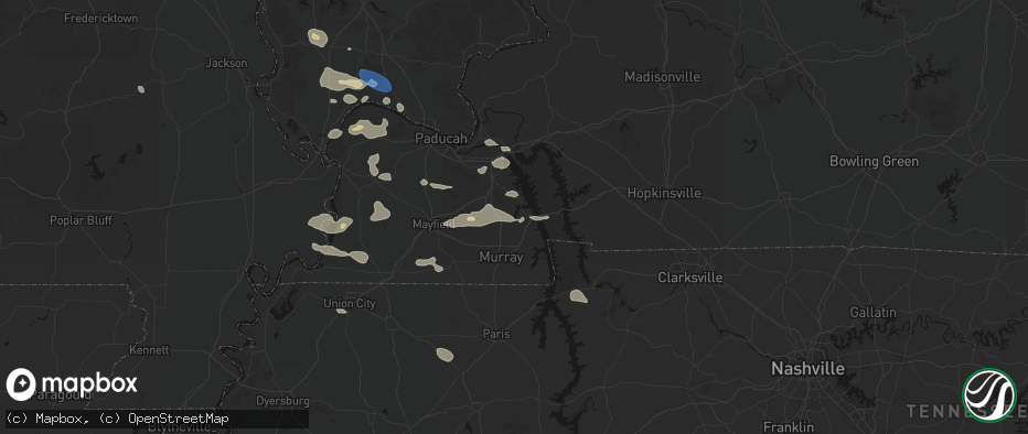 Hail map in Hardin, KY on June 1, 2026