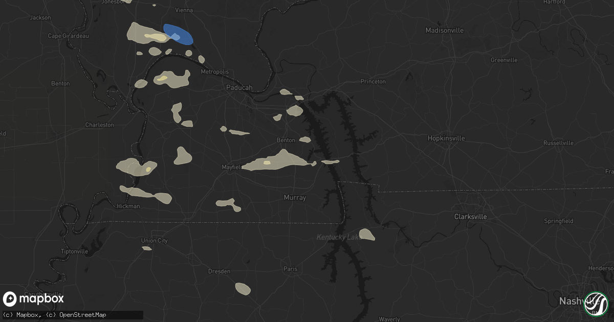 Hail map in Hardin, KY on June 1, 2026