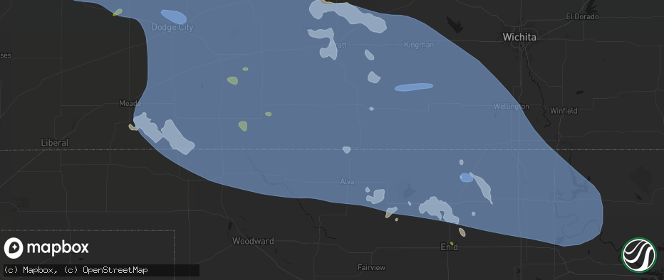 Hail map in Hardtner, KS on June 1, 2026