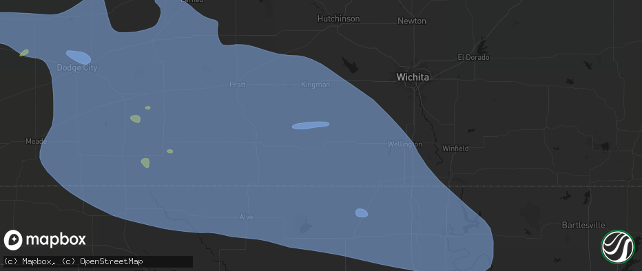Hail map in Harper, KS on June 1, 2026
