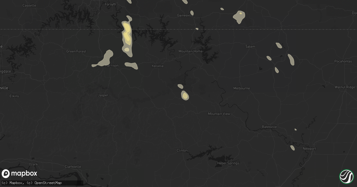 Hail map in Harriet, AR on June 1, 2026