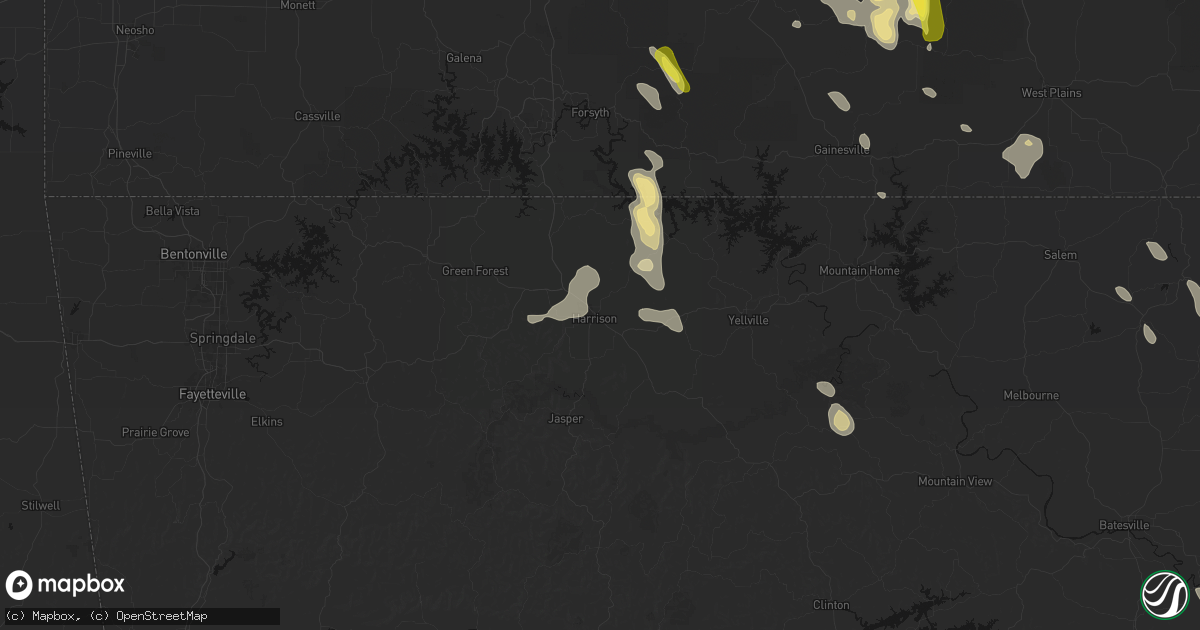 Hail map in Harrison, AR on June 1, 2026