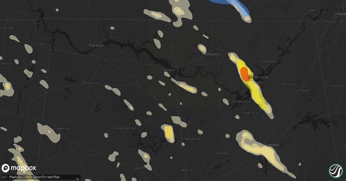 Hail map in Hartselle, AL on June 1, 2026