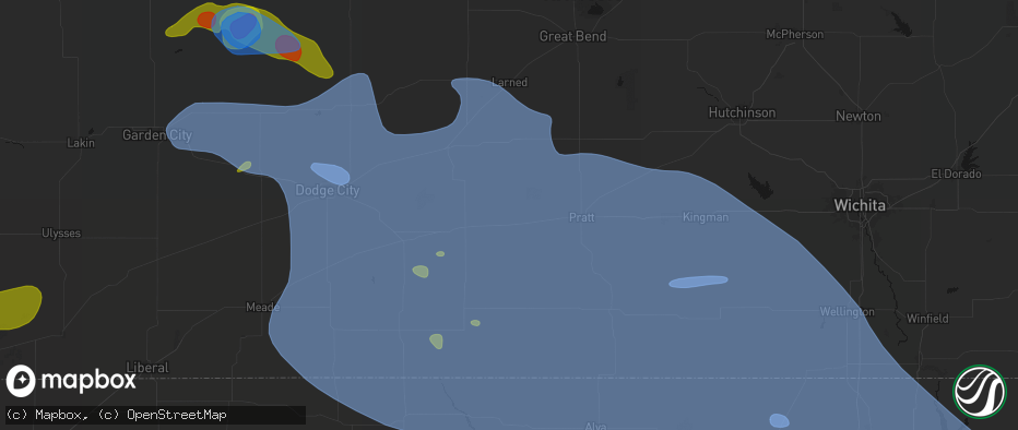 Hail map in Haviland, KS on June 1, 2026