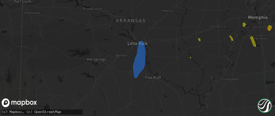Hail map in Hensley, AR on June 1, 2026