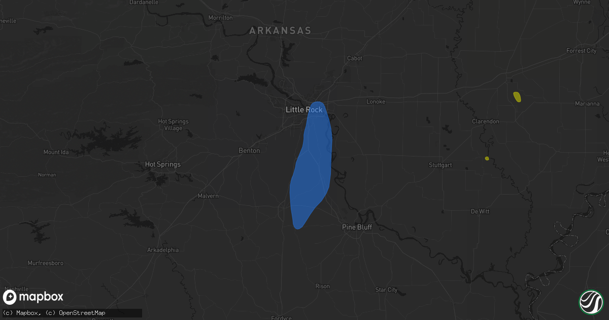Hail map in Hensley, AR on June 1, 2026