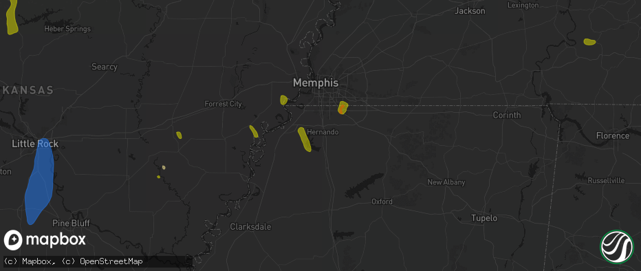 Hail map in Hernando, MS on June 1, 2026