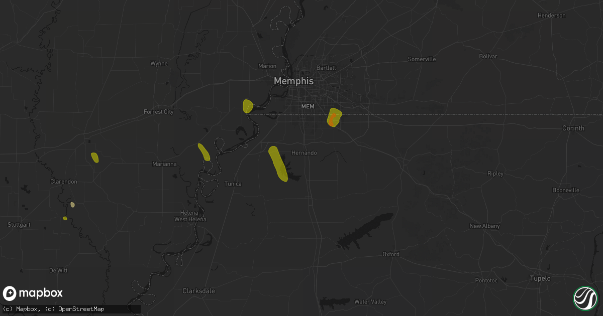 Hail map in Hernando, MS on June 1, 2026