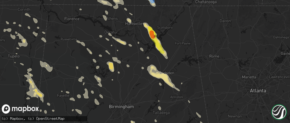 Hail map in Horton, AL on June 1, 2026