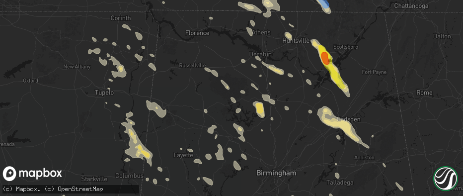 Hail map in Houston, AL on June 1, 2026