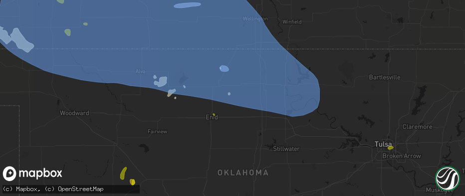 Hail map in Hunter, OK on June 1, 2026