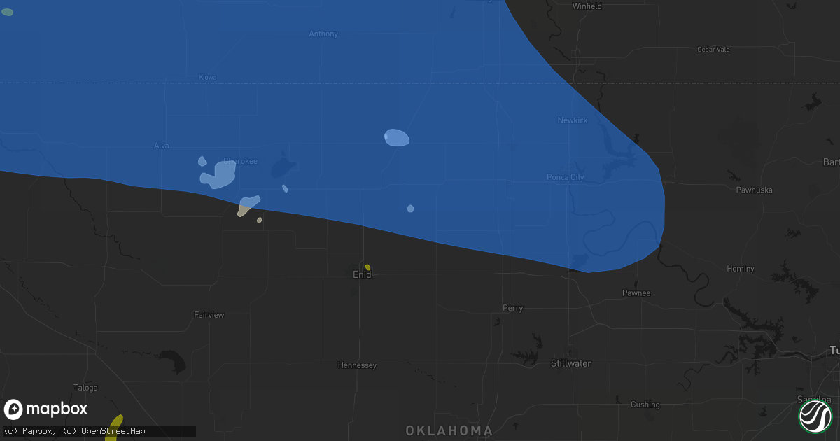 Hail map in Hunter, OK on June 1, 2026