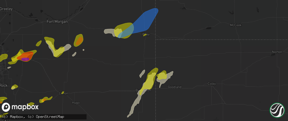 Hail map in Idalia, CO on June 1, 2026