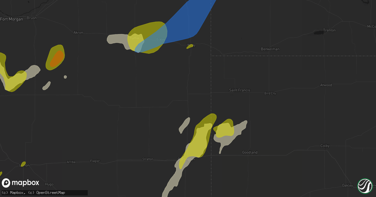 Hail map in Idalia, CO on June 1, 2026